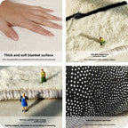 Round autumn and Halloween area rug, close-up of the soft plush and velvet surfaces