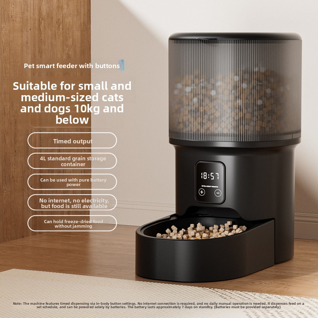 Black transparent Basic 4L pet feeder with feeding bowl