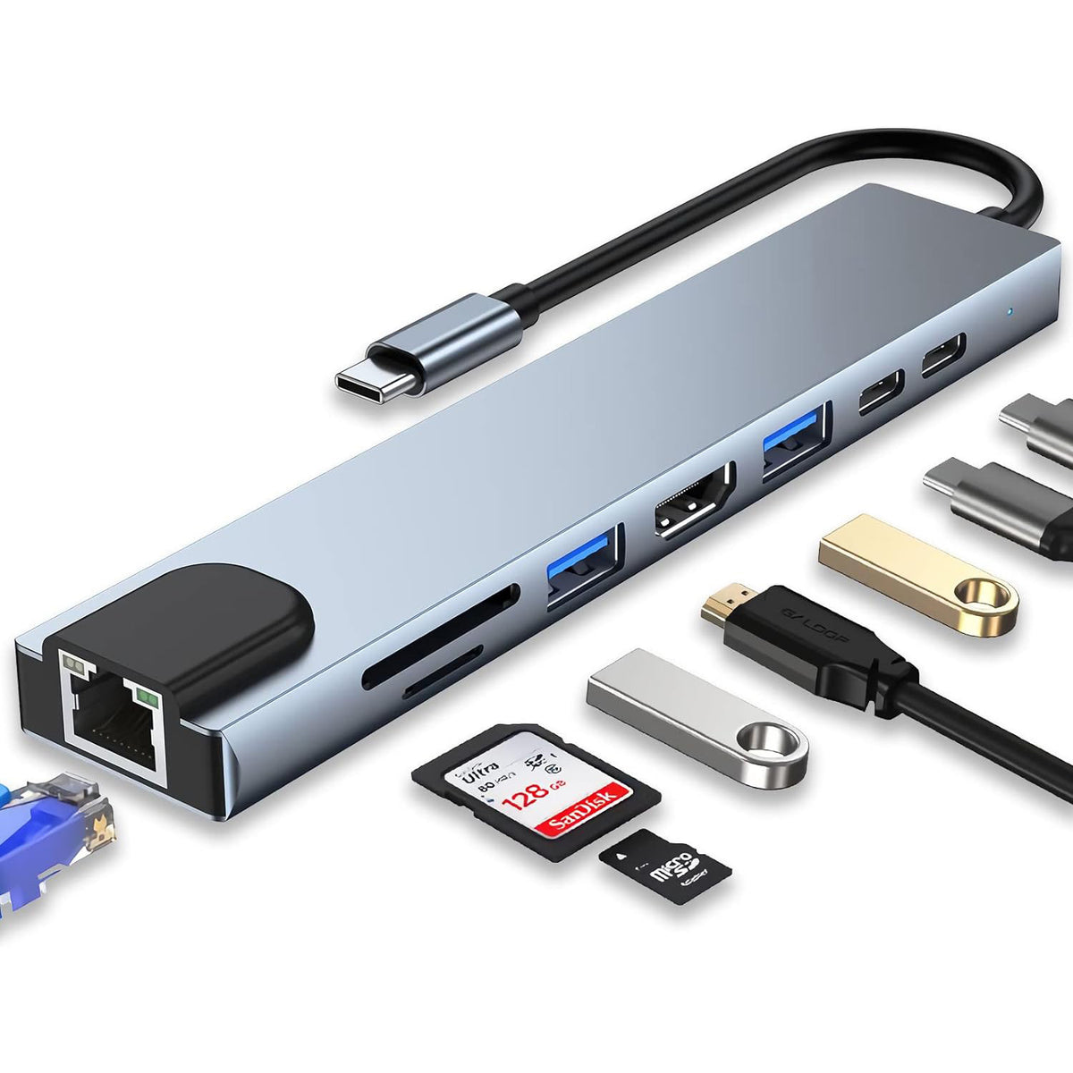 USB-C Multiport Hub – 5-in-1, 6-in-1 & 8-in-1 - product view 1
