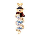 Spiral LED Christmas hanging ornament, winter bear design on a white background