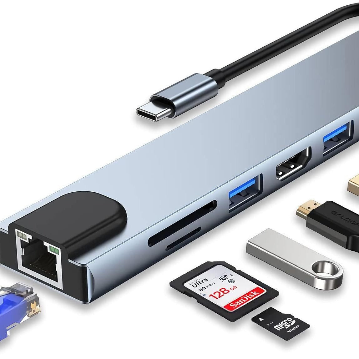 USB-C Multiport Hub – 5-in-1, 6-in-1 & 8-in-1 - product view 5