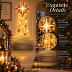 Lighted Christmas wall hanging, star design with close-up details