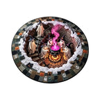 Round autumn and Halloween area rug, Ghost Cauldron design, 100 cm plush