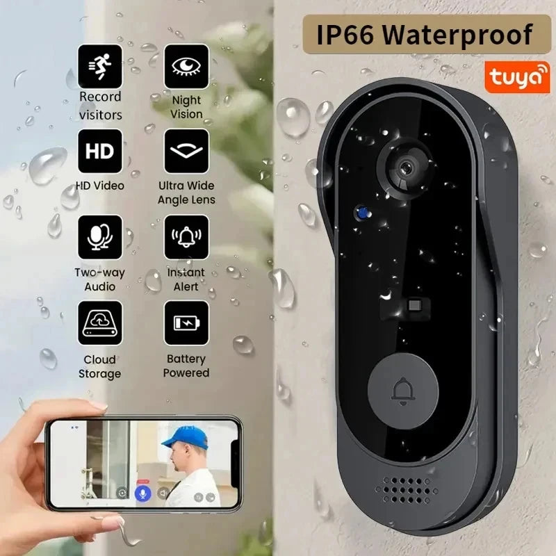 Wireless HD video doorbell for front door monitoring