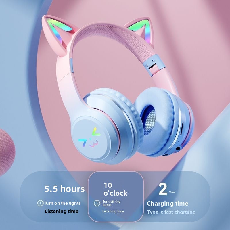 Bluetooth Gaming Headset with Cat Ear Lights - product view 1
