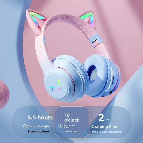 Bluetooth Gaming Headset with Cat Ear Lights - product view 1