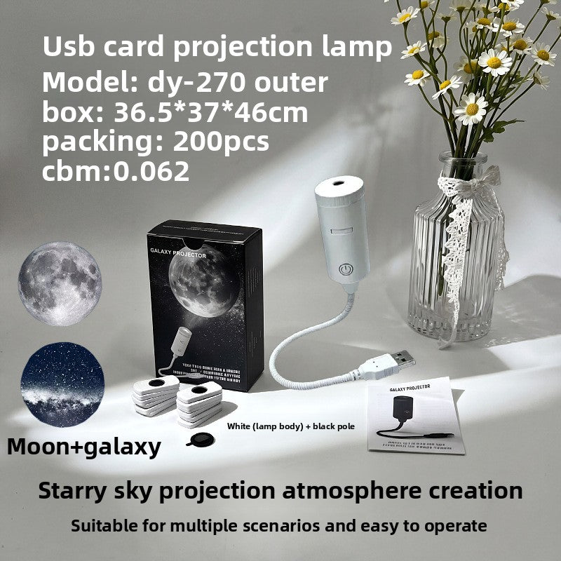USB Starry Sky Car Roof Projector, white model with 2 projection cards