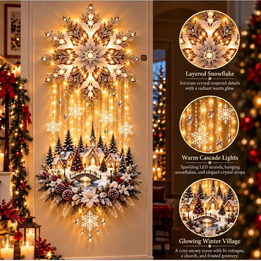 Lighted Christmas wall hanging, Snowflake design