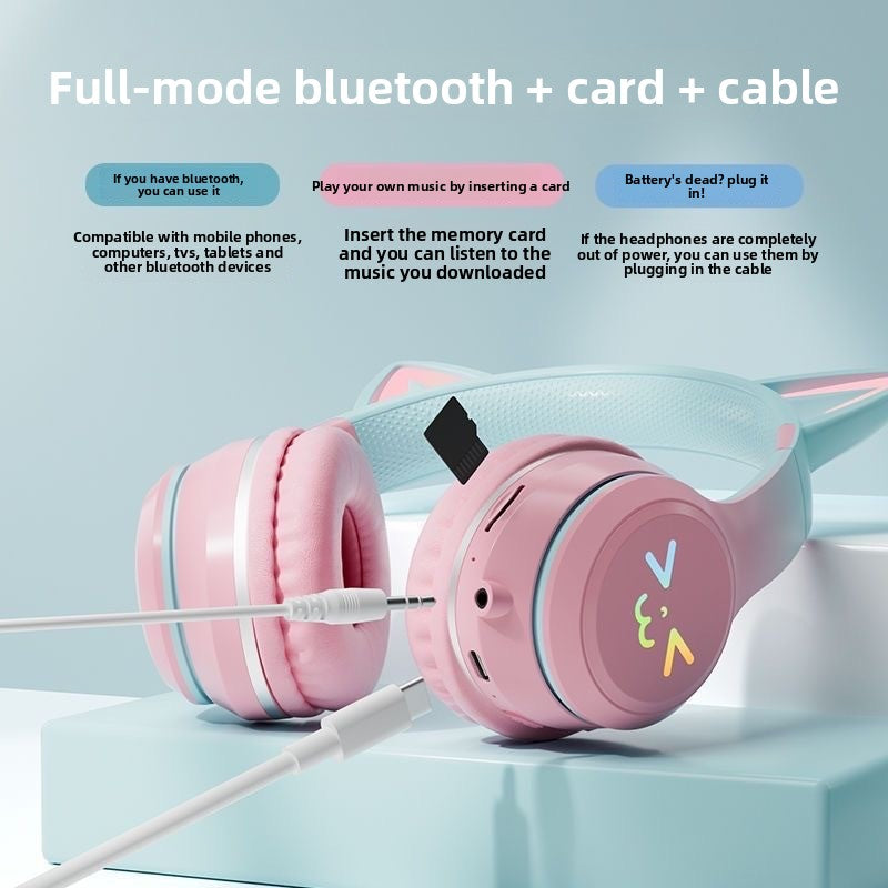 Bluetooth Gaming Headset with Cat Ear Lights - product view 2