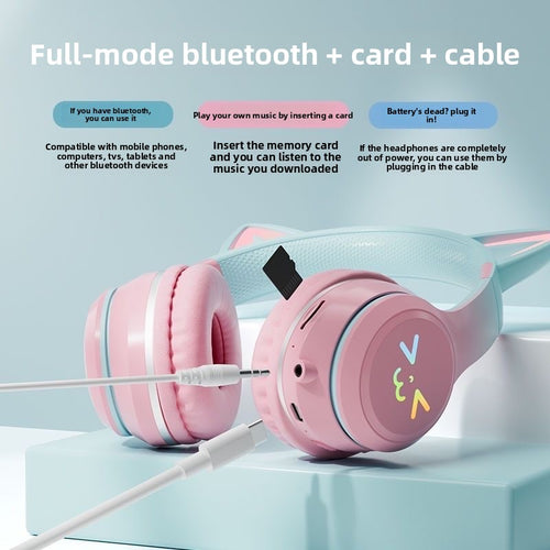 Bluetooth Gaming Headset with Cat Ear Lights - product view 2