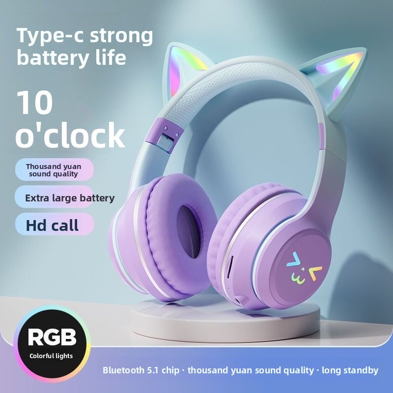 Bluetooth Gaming Headset with Cat Ear Lights - product view 8