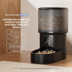 Black transparent WiFi 4L pet feeder with feeding bowl