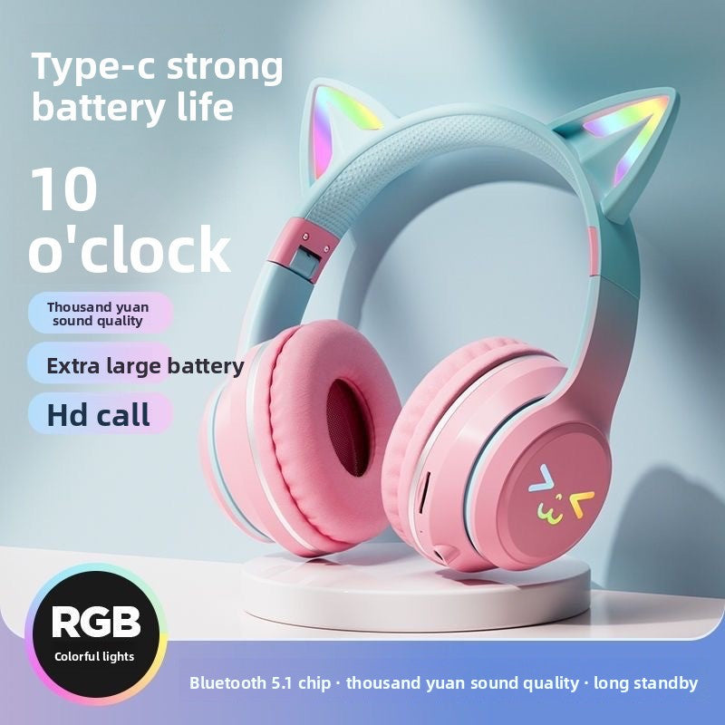 Bluetooth Gaming Headset with Cat Ear Lights - product view 7