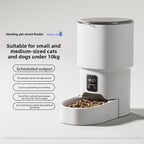Pearl white Basic 4L pet feeder with feeding bowl and feature diagram