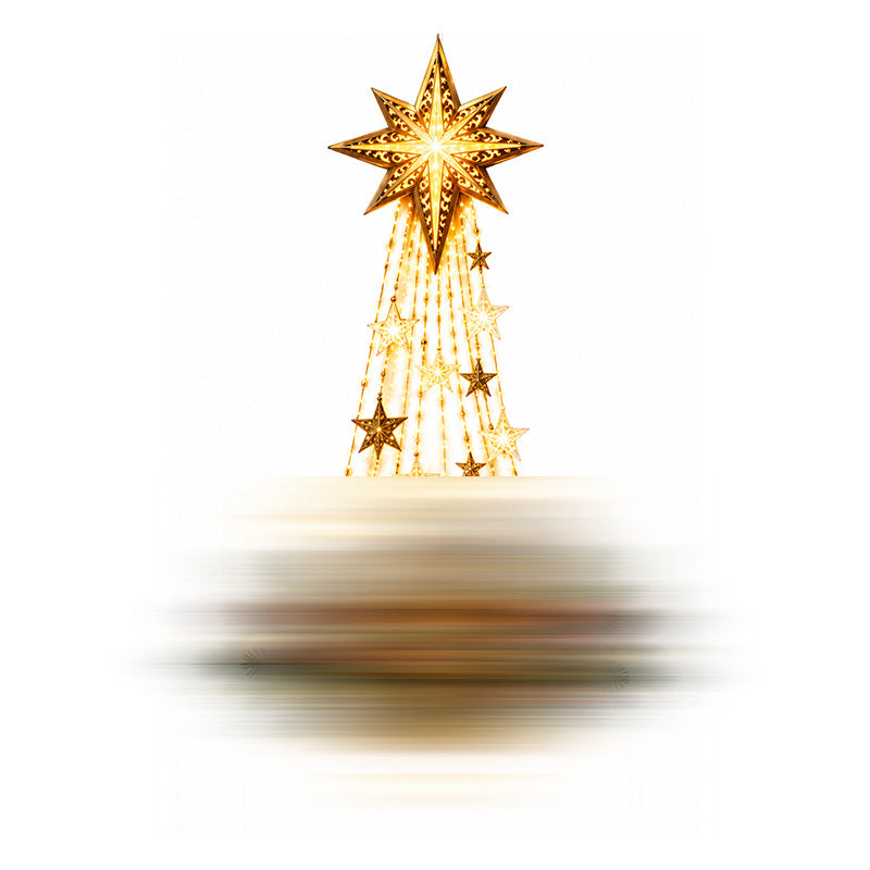 Lighted Christmas wall hanging, star design on a white background