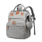 Baby travel backpack with storage and fold-out attachment
