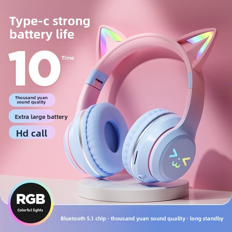 Bluetooth Gaming Headset with Cat Ear Lights - product view 6
