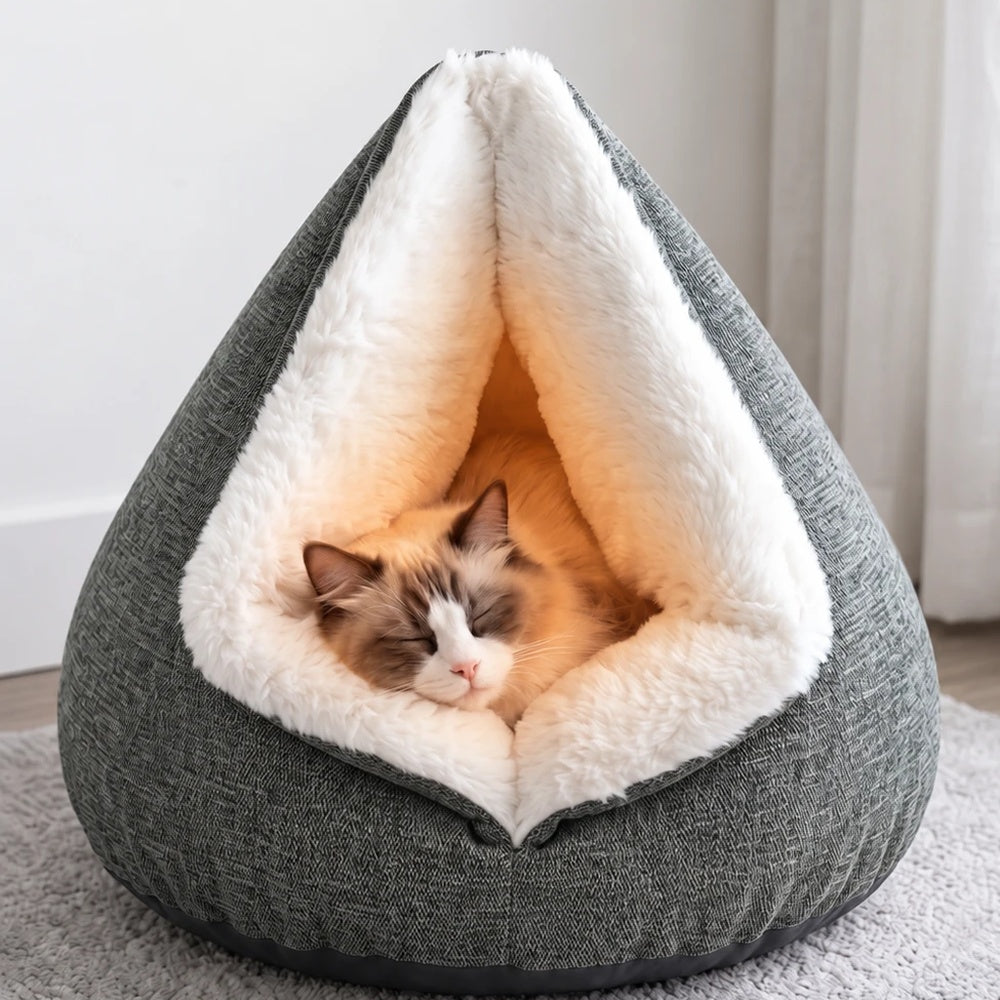 Cozy Self-Warming Cat Cave Bed